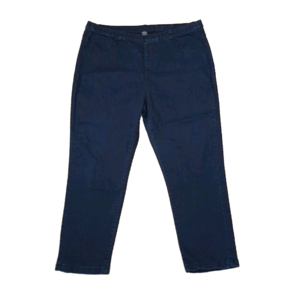 MASSINI 20W JEANS WOMEN BLUE DENIM PULL ON PANTS PLUS SIZE STRETCH COMFORT CAPRI
